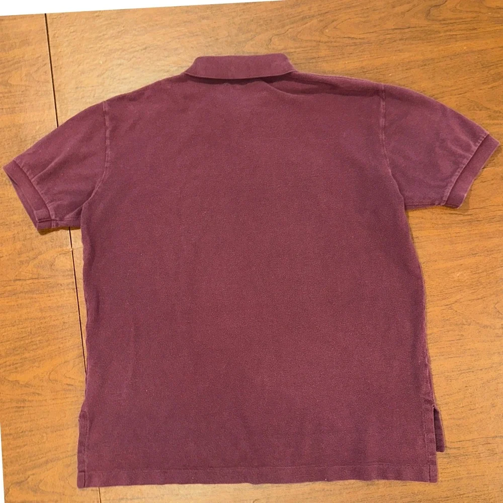 Polo Ralph Lauren Burgundy Maroon Cotton Pique Polo Shirt L Fits 46